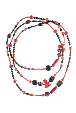 Бусы «Коралловая ночь»