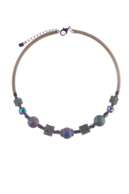 Колье-гривна «Рондо» (оливковый, фиолетовый)