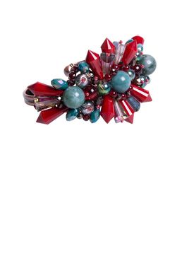 Браслет «Гранатовый вереск» (мох.агат, худож.стекло)