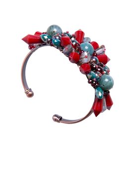 Браслет «Гранатовый вереск» (мох.агат, худож.стекло)