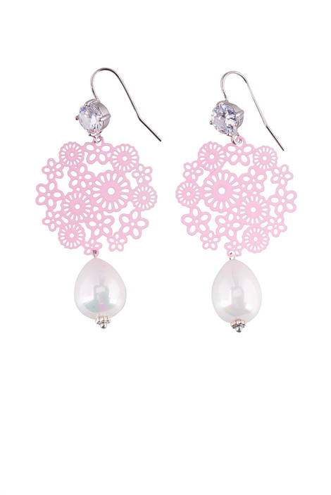 Серьги «Волшебное кружево» (розовый, белый)