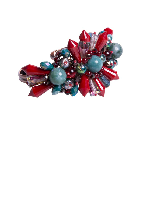 Браслет «Гранатовый вереск» (мох.агат, худож.стекло)