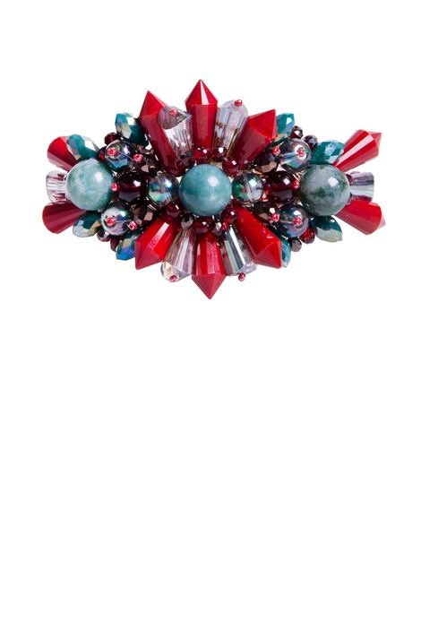 Браслет «Гранатовый вереск» (мох.агат, худож.стекло)