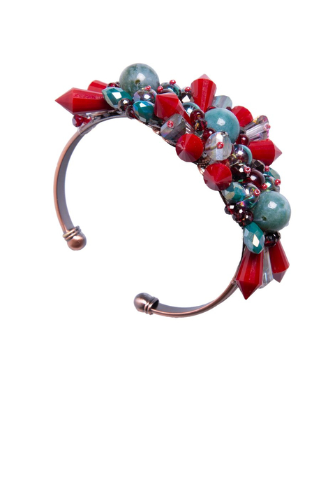 Браслет «Гранатовый вереск» (мох.агат, худож.стекло)